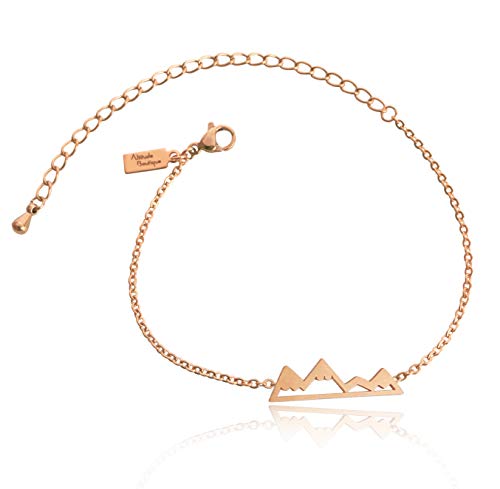 Altitude Boutique Mountain Bracelet, Mountain Jewelry, Snowy Peaks Bracelet for Nature Lovers, Skiers, Hikers, Campers - color: Rose Gold