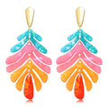 ARATLENCH Acrylic Pendant necklace Earrings – Long Statement Leaf Charm Necklace Tortoise Resin Palm Leaf Earrings Fashion Necklaces Earrings for Women - color: colorful