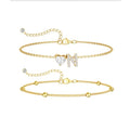 CAROVO Gold Ankle Bracelets for Women Waterproof 14K Real Gold Plated CZ Initial Anklet for Women Dainty Layered Letter A-Z Heart Ankle Bracelets Handmade Adjustable Anklet Summer Beach Jewelry - style: N