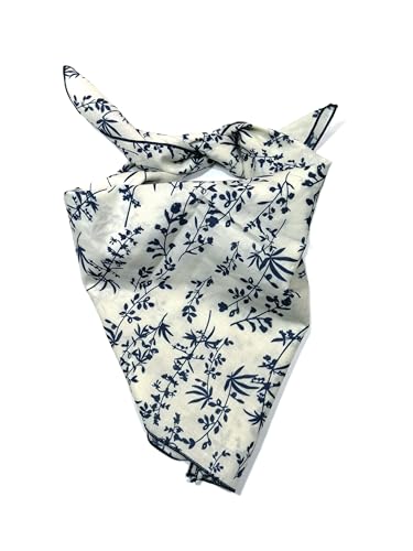 Shanlin Unisex Floral Cotton Square Scarf Bandanas 22x22 inch - color: Hurb-bluewhite