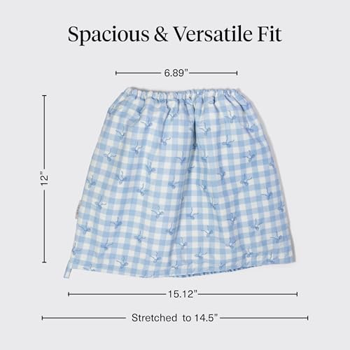 Kitsch Luxury Satin-Lined Flexi Shower Caps for Women Reusable Waterproof - Large Wide Shower Cap for Women & Men, Adjustable, Stylish Hair Cap for Showers, For Long & Short Hair - Gingham Blue - color: Gingham Blue