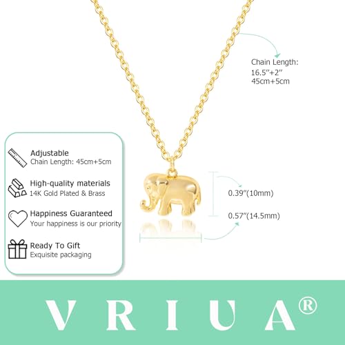 VRIUA Gold Necklace for Women - 14K Gold Plated Dainty Italian Horn Star of David Butterfly Bow Sun Lotus Volleyball Baseball Cowboy Boots Necklace Jewelry Everyday for Women - style: Elephant