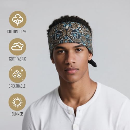 Large Cotton Bandana Lightweight Head Hair Scarf Headbands Wraps Cover Handkerchiefs for Women Men 25 x 25 inch - color: Rt09
