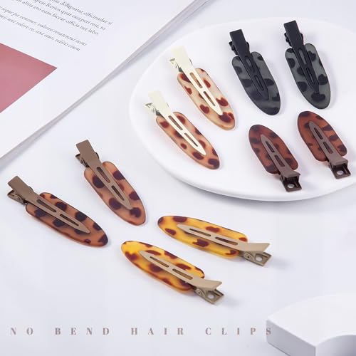 10 Pcs Creaseless No Crease No Bend Flat Hair Clips For Styling Non Slip Makeup Clips For Women Salon Hairstyle,Tortoiseshell - color: Tortoiseshell