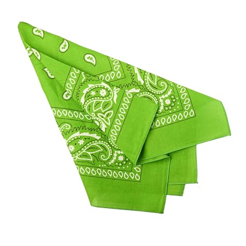 Motique Accessories Extra Large Paisley Bandana 27x27 Inch - color: Light Green