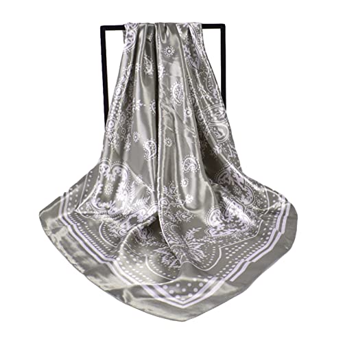 35 x 35 Women's Fashion Pattern Large Square Silk Like Hair Scarf Head Sleeping Wrap Satin Neck Bandana for Gift… - color: Black Brown Green - Retro - 3pcs