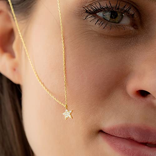 LLWOM Gold Necklace for Women-14k Gold Plated Infinity Necklace Star Of David Necklace Evil Eye Cross Pendants Heart Dainty Gold Necklace For Women - color: Gold, style: DaintyStar-Gold