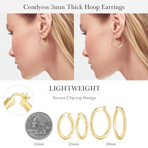 Gold Hoop Earrings for Women 14K Gold Hoop Earrings for Women 14K Gold Earring Hoops Delicate Pattern like Leaf Hoops Earring for Womens 25/30mm - size: 30mm
