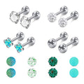Mayhoop 16g Cartilage Earrings - Men Women Surgical Stainless Steel Tragus Piercing Jewelry Stud Hoop Forward Helix Rook Daith Conch Earrings - style: Green