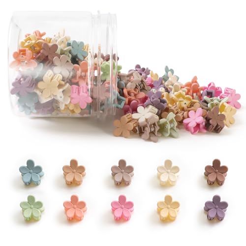 Mini Flower Hair Clips 100Pcs, Small Hair Clips Mini Claw Clips Cute Jaw Clips Hair Pins Hair Barrettes Hair Accessories for Women Girls Kids Teens - color: Colorful