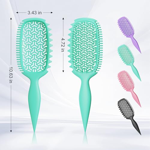 Curl Defining Brush for Thick Coily Hair, Firm-Bristle TPEE Detangling Brush for Coarse 4A–4C Curls, Dual-Sided Wide & Narrow Tooth Brush for Wet & Dry Curl Shaping– Women & Men (Aqua Mint) - color: Aqua Mint