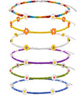 Beaded Choker Necklaces For Women Vsco Boho Handmade Flower Necklace Cherry Cute Necklace For Teen Girls Beach Necklace Set 6 Pieces - color: StyleA-02