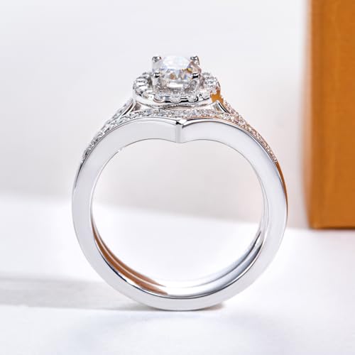 Oval/Pear/Cushion Cut Moissanite Wedding Ring Set D Color VVS1 Clarity 925 Sterling Silver Engagement Promise Anniversary Rings Bridal Sets for Women with Certificate - style: 1.525cttw Oval Cut