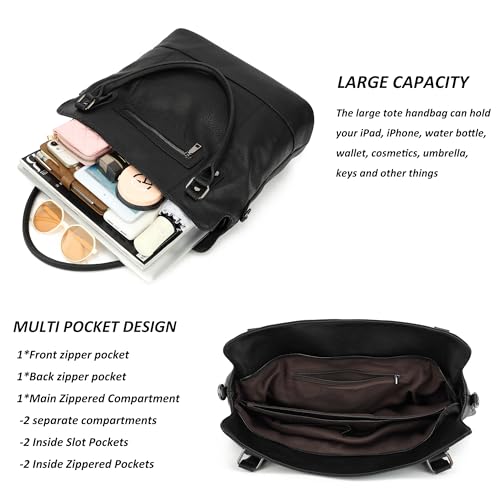 TANTOMI Tote Bag for Women Vegan Leather Purses and Handbags Ladies Waterproof Big Shoulder Bag for Travel - color: Black.d