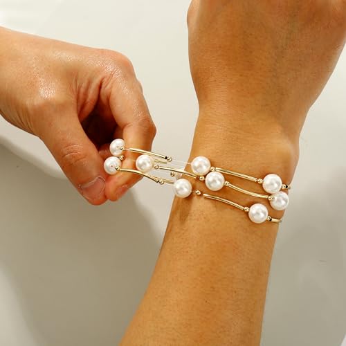 Elegance 11 designs 10mm Crystal White Pearl Blessing Bracelet - style: style-3pcs