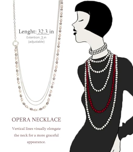BULINLIN Layered Long Necklaces for Women Long Beaded Chain Necklace CostumeJewelry Mothers Day Gifts for Mom - color: 96-Champagne