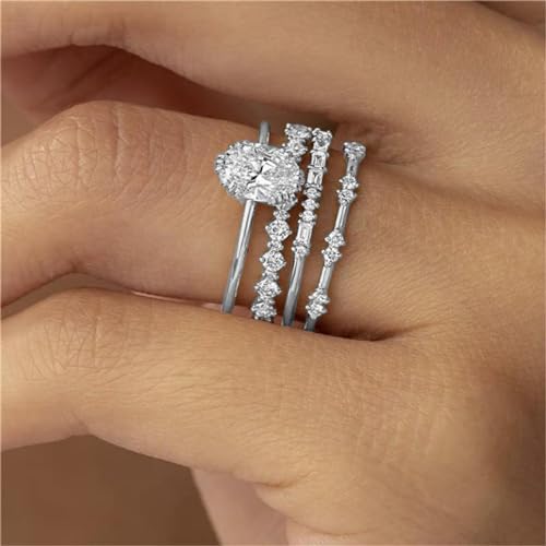 Otxas Dainty Rings for Womem Stackable Ring for Women Size 6-11 Wedding Rings - color: Silver-4pcs, size: 8