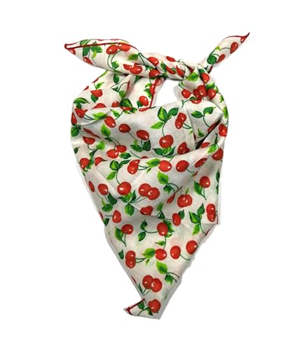 Shanlin Unisex Floral Cotton Square Scarf Bandanas 22x22 inch - color: Cherry-white