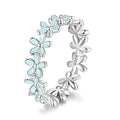 MUNDELL 925 Sterling Silver Dainty Daisy Rings Blue Flower Finger Rings for Women Stacking Promise Rings Fine Jewelry - color: Blue