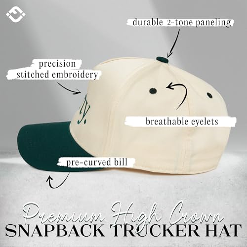 Funky Junque Vintage Canvas Snapback Hat - Adjustable 2 Tone Cap for Men Women - Put It On My, Cowboy, Girl Dad, Funny - color: Dirty - Green/Beige