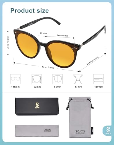 SOJOS Sunglasses Womens Trendy 2025 Classic Round Retro Vintage Shades Large Frame Sunnies SJ2067 - color: Orange