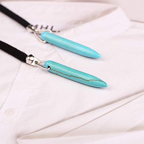 ONLYJUMP Boho Turquoise Leather Choker Necklace for Women Bohemian Handmade Leaf Layered Black Brown Suede Western Cowlady Necklace Western Country Party Jewelry Gifts - style: Black