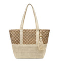 YAMEIZE Straw Woven Beach Shoulder Bags for Women Big Foldable Straw Tote bag Lightweight Raffia Bag with Zipper Summer - color: Beige
