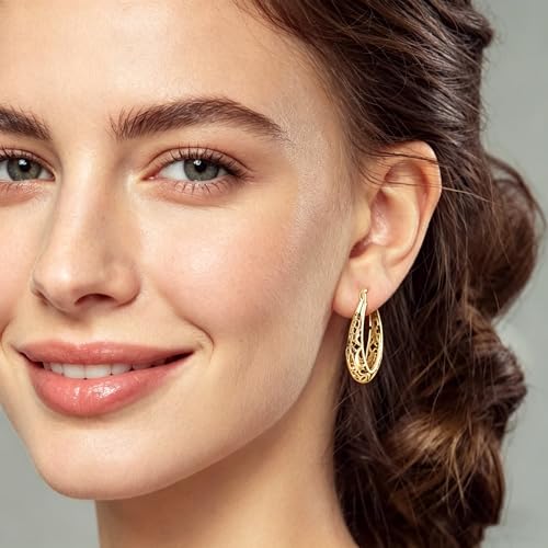 NARMO 925 Sterling Silver Hoop Earrings for Women Hypoallergenic Lightweight Simple Huggie Hoop Earrings Twisted Hoop Earrings Colorful Cubic Zirconia Hoop Earrings Rainbow Hoop Earrings - color: Gold Vintage Vine