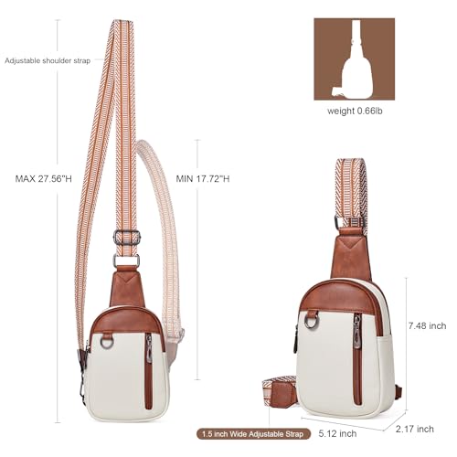 cakang Womens Sling Bag Crossbody Bags for Women Vegan Leather Sling Backpack Daypack Fanny Pack Crossbody Purse Travel - color: 5-white Brown-mini