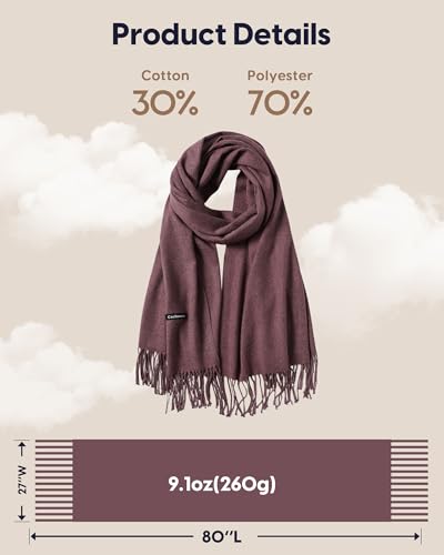 maamgic Women's Winter Scarf Soft Warm Scarf for Women Cozy Shawl Wraps for Women Lightweight Pashmina Style Wrap - color: Solid Reddish Brown