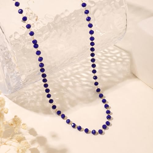 Beaded Choker Necklaces for Women 18k Gold Plated Dainty Gold Choker Necklaces for Women - style: sapphire choker