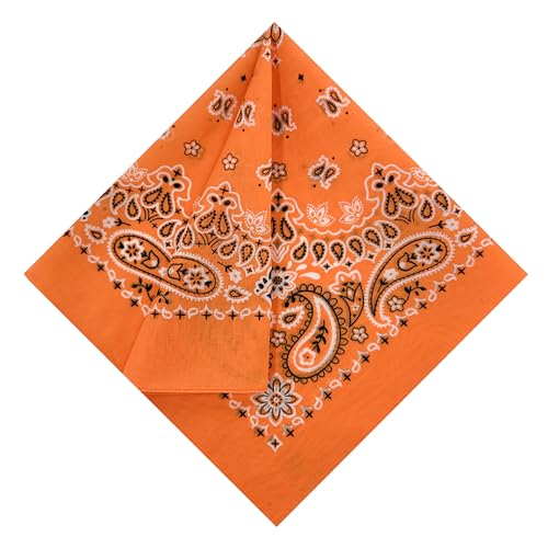 Single Pack Bandanas 60s Premium Cotton Soft Thin Handfeel Large Handkerchief for Men and Women - color: 1 Pack-orange