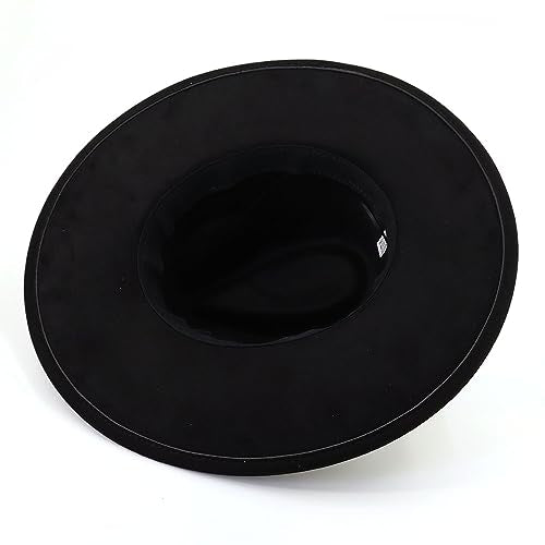 LIDHAY Big Wide Brim Fedora Hats for Women Men Western Suede Hat Panama Hat Outdoor Hats - color: Black