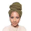 Head Wraps for Black Women African Head Wrap Lightweight for Women Long Plain Turban Hair Scarf Scarves - color: 1 Pc-army Green