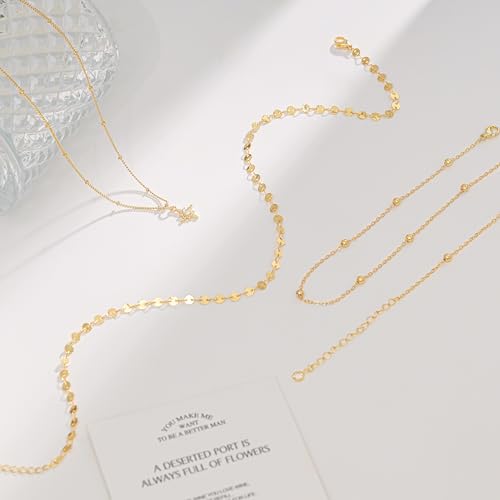 Layered Necklaces For Women,Dainty Gold Necklace Stack 14K Gold Plated Stackable Chain Necklaces For Women Trendy Statement Formal Layering Pendant Necklace Cute Stuff Fashion Jewelry - color: Gold-style3