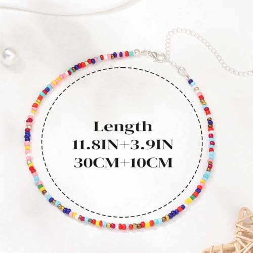 Boho Beaded Choker Necklace Colorful Short Necklaces Summer Beach Necklaces Jewelry for Women - color: Colorful bead-1