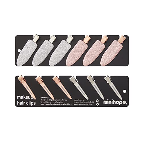 12 pieces No Bend Hair Clips, Curl Pin Clips, No Crease Hair Clips for Makeup Application，2022 style, non-slip.Hair won't get caught between plastic attached to metal. (Shiny)… - color: Shiny