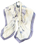 Hioyiwse Head Scarf For Women Hair Bandana 35" Large Square Satin Wrap Sleeping Neck Silk Satin Hair Scarves Lightweight - color: F33-purple Flowers（35*35inch）