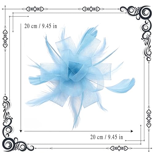 dressfan Womens Fascinator Hat Headpiece 20s Vintage Wedding Hair Accessories for Derby/Wedding/Cocktail/Tea Party - color: Light Blue