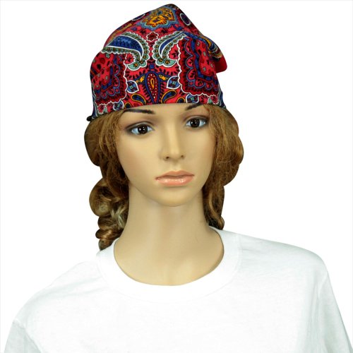 Sunshine Joy Paisley Hippie Bandana 22x22 Inches - color: Classic Red