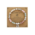 Zodiac Natural Stone Bracelet – Handmade Crystal Healing Bracelet with Zodiac Charm – Adjustable Beaded Jewelry Gift for Women Men Girls - color: Cancer