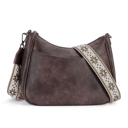 APHISON Trendy Leather Crossbody Purse with Adjustable Strap, Women's Shoulder Handbag - color: 06-taupe