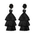 Tassel Earrings for Women - Colorful Layered Tassle Dangle Drop Earrings - color: Black