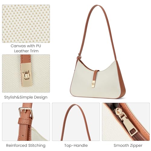 CLUCI Shoulder Bag for Women, Summer Purses for Women, Straw Handbag Hobo Bags Crossbody Purse with Adjustable Strap Apricot - color: A-canvas-apricot