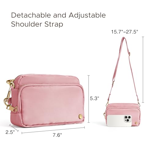 Joryin Anti Theft Crossbody Bag for Women, Slash-resistant RFID Blocking Travel Purses, Small Shoulder Bag Handbag, Nylon - color: Pink