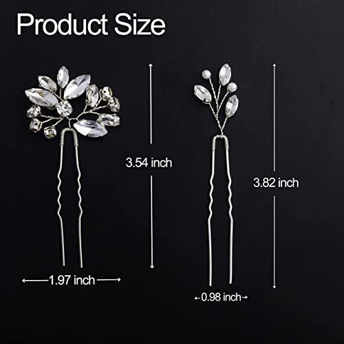 6 Pieces Bride Hair Pins Rhinestones Hair Accessories for Women Crystal Wedding Hair Piece for Bride Women Girls Bridesmaids(Silver) - color: Silver