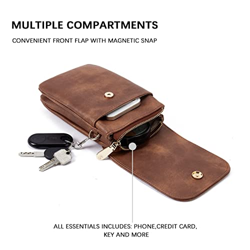 BOSTANTEN Vegan Leather Crossbody Bags for Women Designer Cell Phone Bag Wallet Purses Adjustable Strap - color: A-01-retro Brown