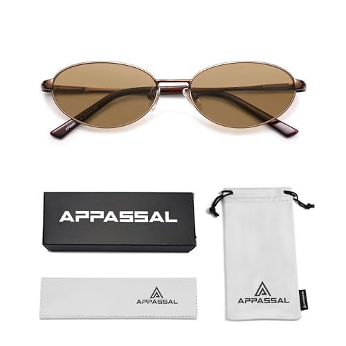 Appassal Retro Oval Sunglasses for Women Mens with Spring Hinge Sunnies AP3696 - color: C9 Brown / Tea Brown
