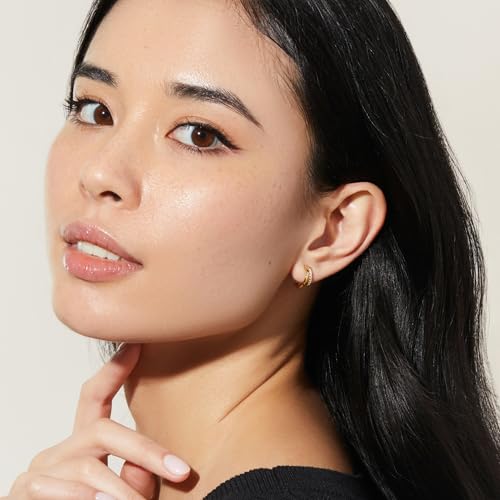 Ana Luisa Double Hoop Earrings for Women - 14K Gold Plated & Silver Rhodium Huggie Hoops - Hypoallergenic, Water-Resistant, Tarnish-Free, Small, Dainty & Trendy Two Hoop Earring Styles for Daily Wear - color: Gold Cubic Zirconia, size: Mini