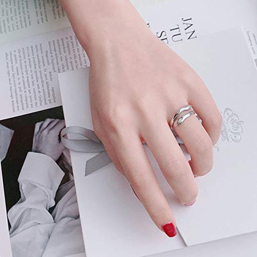 GULICX 925 Sterling Silver Hug Rings for Women, Adjustable Solid Vintage Silver Thumb Ring, Unisex Resizable Silver Hugging Hands Open Promise Ring Jewelry Hug Hands Mens Rings Couples Wedding Bands